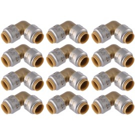 SharkBite SharkBite Max 1/2 Inch 90 Degree Elbow, Pack of 12, Push to Connect Brass Plumbing Fitting, PEX Pipe, Copper, CPVC, PE-RT, HDPE, UR248