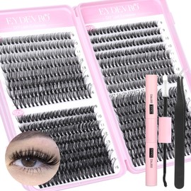 Lash Extension Kit, 640 Pcs DIY Eyelash Extension Kit 304050D Lash Clusters D Curl Individual Lashes Kit with Lash Bond and Seal and Lash Tweezers D Curl 9-16mm Mixed Lash Extension Kit by EYDEVRO