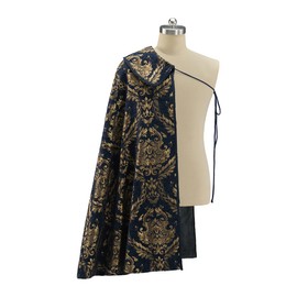 Tudor Cape Men Medieval Renaissance Costumes Noble Tudor King Costume Cloak Ren Faire Half Shoulder Cape (Blue golden, One Size)