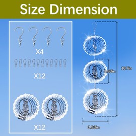 12 PCS Stainless Steel Bird deterrents for Outside,3D Bird Scarer Discs Set Pigeon Deterrent,Bird reflectors to Keep Birds Away Woodpecker Deterrent for House,Crow Deterrent