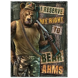 Sehaz Artworks 'Bear Arms' Rectangular Wall Sign (Wooden, 30 cm x 20 cm x 1 cm)
