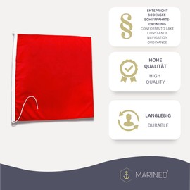 Marineo Emergency Flag Signal Flag Signal Flag Lake Constance Boat Flag UV Resistant - Red 60 x 60 cm