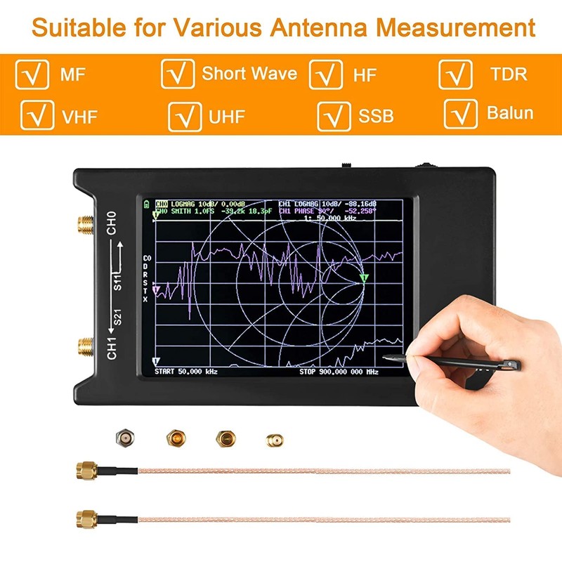 Dearsee NanoVNA-H4 50KHz-1.5GHz Antenna Network Analyzer 4.0 Inch LCD Vector