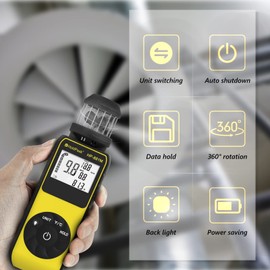 New Digital Anemometer Handheld Wind Speed Meter, HOLDPEAK 881M Digital Cup Anemometer Measure Wind Velocity with Compass, LED Screen, Data Hold, 360° Outdoor Wind Velocity Measurement 0.7~42m/s, ℃/℉