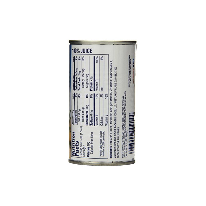 Dole Pineapple Juice, 6 Fl Oz (Pack of 24)