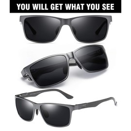 Duco Men's Luxury Carbon Fiber Temple Polarized Sunglasses for Men Sports UV400 DC8206 (Gunmetal Frame Grey Lens)