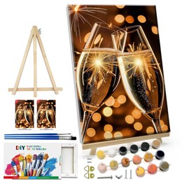 ATDMS Paint by Numbers Kit for Adults with Frame Wine Paint by Number with Easel DIY Wine Glass Adult Paint by Number Kits Paint by Numbers Kit on Canvas for Gift Home Wall Decor 8x12 Inch