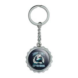 GRAPHICS & MORE Shark Week Sorry I Can't Keychain Chrome Plated Metal Pop Cap Bottle Opener