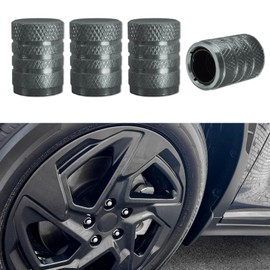 Lyxheth 4PCS Tire Valve Stem Caps, Car Tire Caps, Tire Air Cap Metal with Plastic Liner Corrosion Resistant Leak Proof, Universal Stem Covers Exterior Accessories for Trucks Motorcycles Bikes (Grey)