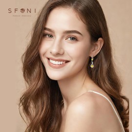 November Drop Earrings for Women Dangling, Sterling Silver Dangle Earrings Topaz Earrings, Hypoallergenic Dangly Drop Earrings for Women Jewellery Mum Gifts Birthstone Gifts