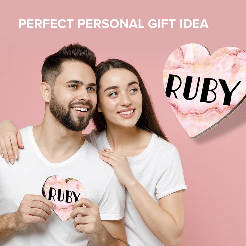 1 x Heart Coaster - Name Ruby Marble Stone Texture