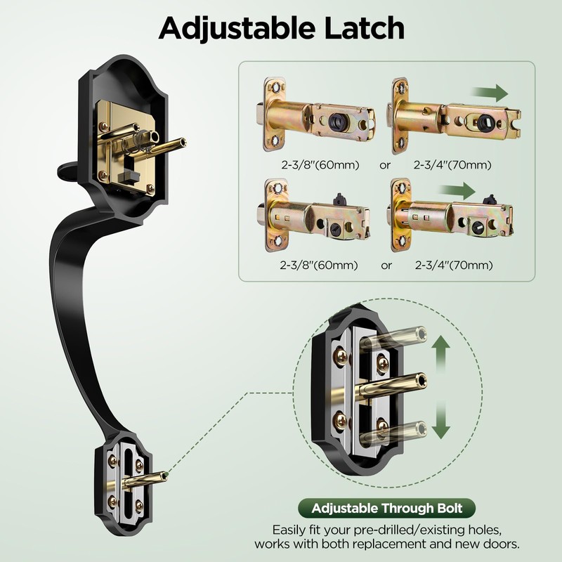 MAXECURITY Black Front Door Handle and Deadbolt Set, Classic Lock