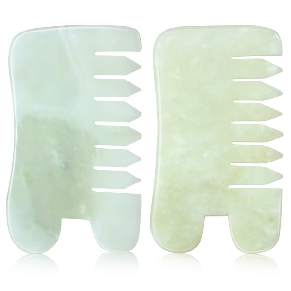 2 Pcs Jade Massage Comb Guasha Comb Guasha Scraping Scalp