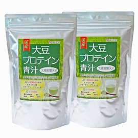 健美未来 国産大豆プロテイン青汁 大麦若葉入り 粉末 300g プラセンタ・コラーゲン・ヒアルロン酸配合 (2袋) 健康維持 ソイプロテイン