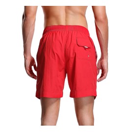 Adoretex Men's Guard Nylon Quick-Dry Swim Trunks, 7-inch Inseam Swim Board Shorts with Mesh Lining and 3 Pockets (MG012) - Red - 3XL