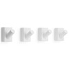 LARHN White Wall Hooks (4-Pack), Wall Mounted Coat Hooks for
