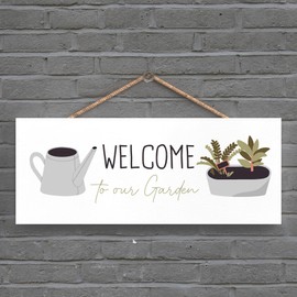 Global Designs Welcome To Our Garden Theme Gift Idea Hanging Plaque
