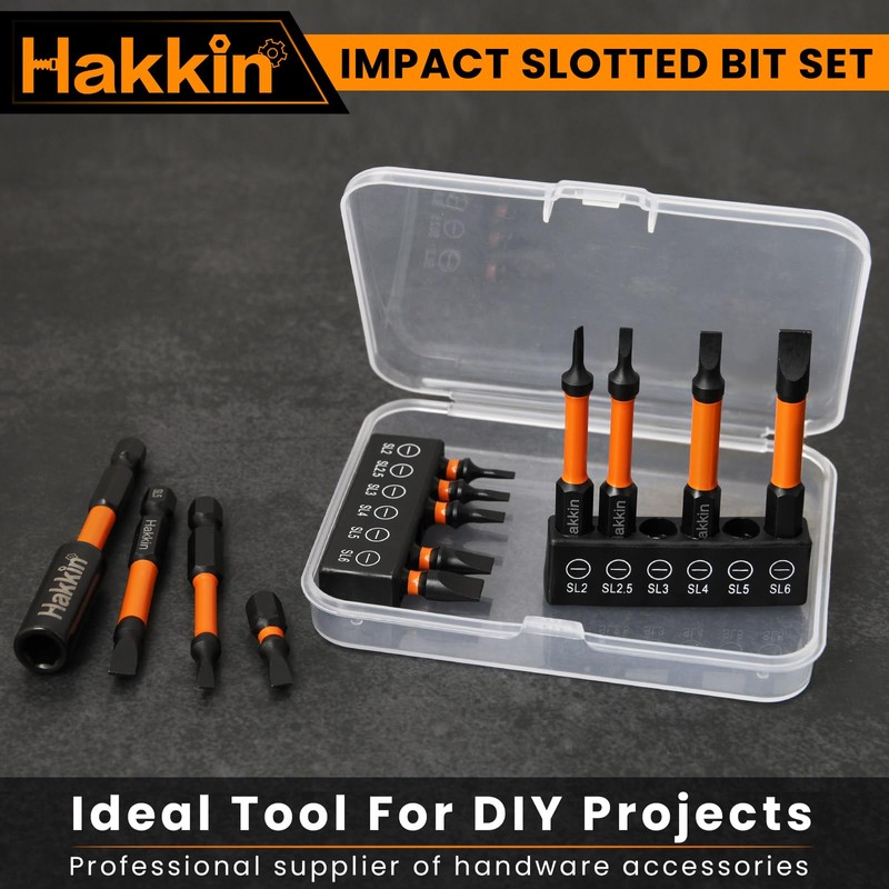 Hakkin 13Pcs Slotted Tip Screwdriver Bits S2 Steel Flat Head