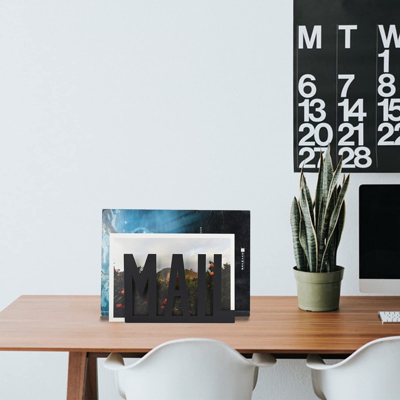 Desktop Letter Holder, Two-Sided Designs Black Metal Desktop Cutout Mail