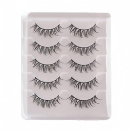 viiviiRose'e False Mink Eyelashes,Natural Cotton Band Lashes,Dramatic Doll Eye Lashes,Manga Lashes,Anime Eyes Lashes,Wet Look,C Curl,Makeup,5 Pairs,White(F52)