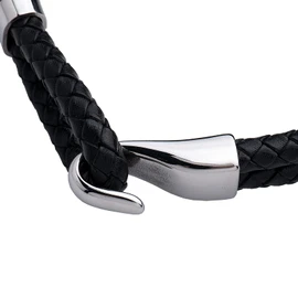 LUCKMAN Pulsera Hombre Original, Brazalete de Cuero Piel Vegana y Acero Inoxidable Color Plata – Joyería y Accesorios para Hombre, Regalos para Hombre Originales Cumpleaños y Regalos para Papá, Modelo Quentin