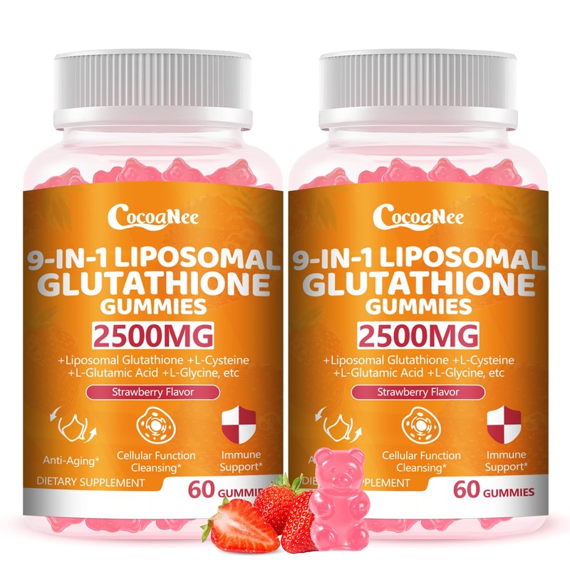 2 Packs 2500MG Liposome Glutathione Gummies, Composite L-Cysteine, Collocation Milk