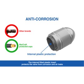 MarCraft Bullet Corrosion Resistant (Silver) Aluminium Tyre Wheel Alloy Valve Caps Dust Caps (4 Pack) Universal for Cars, SUVs, Bicycles, Motorcycles, Trucks | Plastic Insert | Screw-On