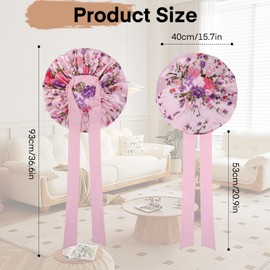 Arqumi 2 Pcs Satin Silk Bonnet for Sleeping Women, Long Strap Tie Band Adjustable Sleep Night Cap Curly Hair Bonnet Wrap for Braids Mother's Day Girls Gifts, Purple+ Pink Flower Pattern (Large)