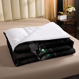 Modern Gamepad Comforter Set, Boys Youth Video Game Controller Mouse Keyboard Headphone Gaming Equipment Down Comforter, Decorative 3 Piece Duvet Insert With 2 Pillow Shams Queen Size Red Black White