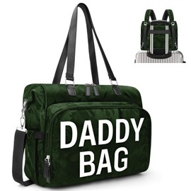 Pripher Diaper Bag Backpack for Daddy, Travel Bags with Laptop Compartment, Diaper Backpack, Large Capacity Hospital Bags for Labor and Delivery (Camo Olive Green Daddy Bag)