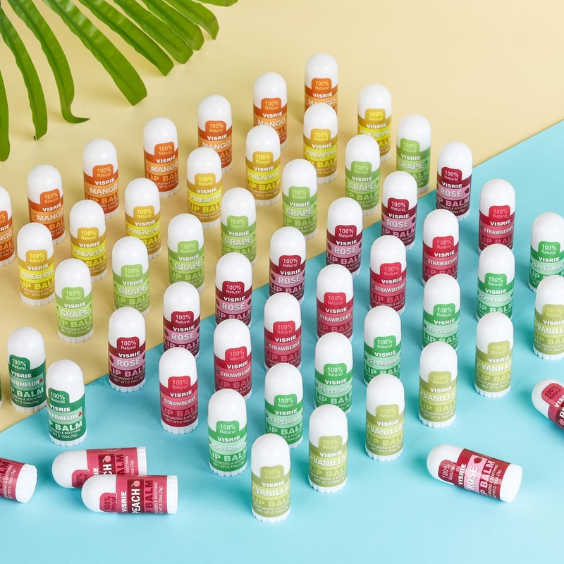 VISRIE Mini Lip Balm 20 Pack, Natural Lip Balms Bulk