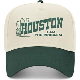 Houston I Am The Problem Vintage Trucker Hat | Premium Snapback Baseball Hat for Men & Women (US, Alpha, One Size, Green/Natural)