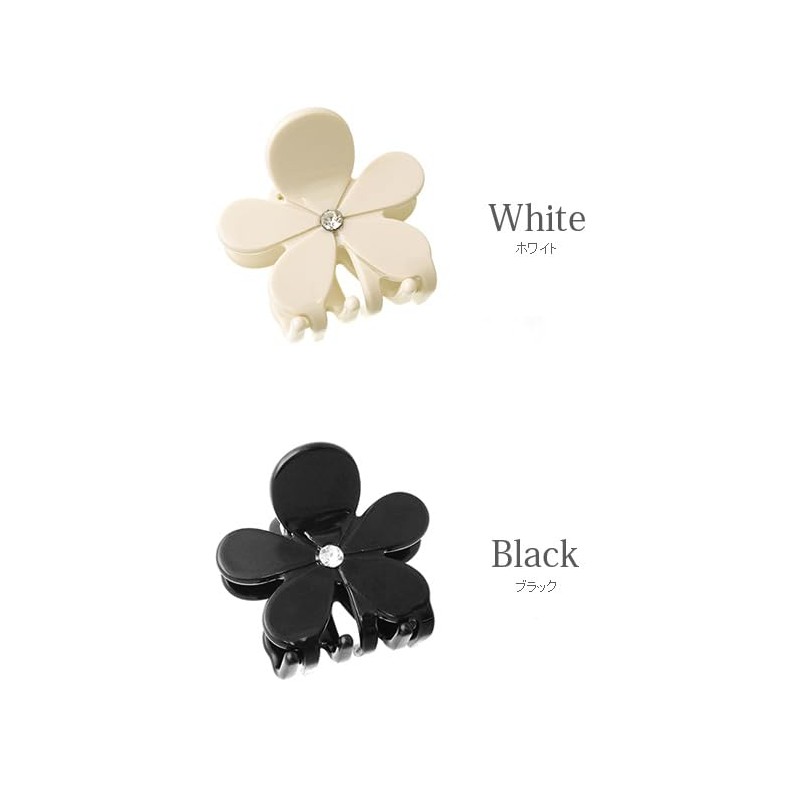VingTAINE H7801-BK- Hair Claw Black and White Flower Hair Clip,