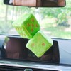 Pair 3” Fuzzy Plush Dice Heart Shape Decor for Car