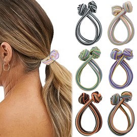 6Pcs Chinese Knot Scrunchies Colorful High Elastic Hair Ties No Damage Ponytail Holders Elastic Rubber Band Hair Ropes Stretchy Thickened No Crease Knot Ball Hair Accessories for Women Girls