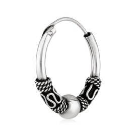 NKlaus Single Hoop Earrings with Ball 925 Silver from 12.8 mm to 20 mm Scandinavian Viking Earring, Sterling Silver