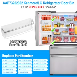 UPGRADED AAP73252302 Refrigerator Door Bin Left Compatible with LG Refrigerator Shelf Replacement LFXC24726S LFX31945ST LMXC23796D LMXC23796S LMXS30796D Door Shelf For Kenmore Refrigerator Parts Shelf