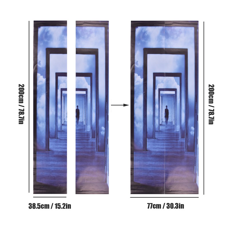 2PCS 3D Door Sticker Self Adhesive Scratch Resistant Waterproof 38.5x200cm