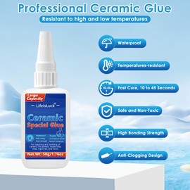 50g Large Ceramic Glue - Strong Porcelain Glue Clear Super Quick Dry Adhesive for Pottery, China, Dishes, Crafts, Tile - Heat Resistant, Waterproof, Food Safe