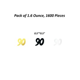 90 Confetti Birthday Party Confetti Number 90 Sequins 90th Anniversary Party Glitter Metallic Foil Table Scatter for Party Table Decoration Supplies or DIY(Golden Black Silver)