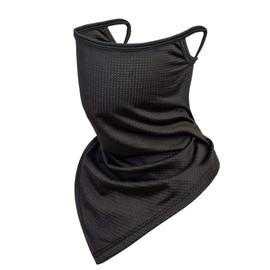 TClian Balaclava Neck Gaiter with Ear Loops Scarf Bandana UV Sun Protection Outdoors Face Mask Cover for Women Men(Black)