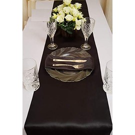 Rihana - Camino de Mesa de satén para decoración de Banquetes de Boda de 30,48 x 108 Pulgadas, Negro, 1