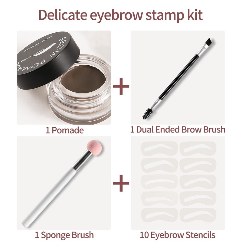 Boobeen Eyebrow Stencil Kit, Waterproof Eyebrow Pomade Gel, Defines Brow