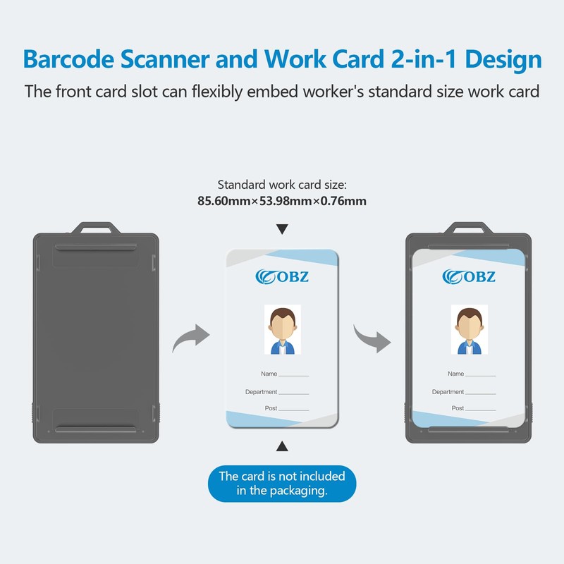 OBZ Portable Bluetooth Barcode Scanner, Wearable Card Style Bluetooth &