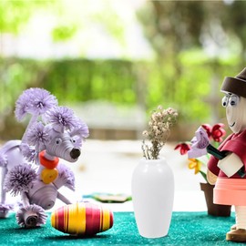 SEWACC 2Pcs Miniature Ceramic Vase Dollhouse Mini Vase Model Furniture DIY Doll House Vase Micro Landscape Fairy Garden Decoration (White)