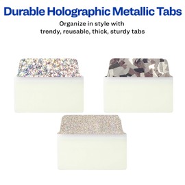 Avery Multi-Use Ultra Tabs, 2" x 1.5", Holographic Iridescent Designs, 18 Repositionable Page Tabs (74145)