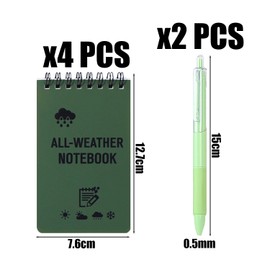 4 Pieces Notebooks and 2 Pieces Click Gel Pens, Waterproof Notebooks, Portable Notebooks, Mini Notebooks, Study and Office Supplies