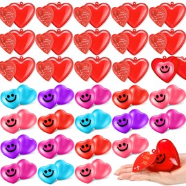 80 Pieces Valentine's Day Filled Hearts Set Includes Smile Face Stress Balls Mini Foam Ball with Cards for Classroom Exchange Gifts Kids Game Party Favor Prizes (Pink, Red, Blue, Rose Red, Purple)