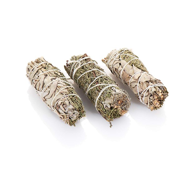 NKlaus 3x White Sage + Juniper Tips 10cm 4" Smudge