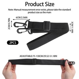 Pack of 2 Shoulder Straps for Bags with Carabiner, Adjustable Shoulder Strap, 30 mm, Universal Replacement Nylon Shoulder Strap for Bags, Handbags, Shoulder Bags, Laptop Bags, black